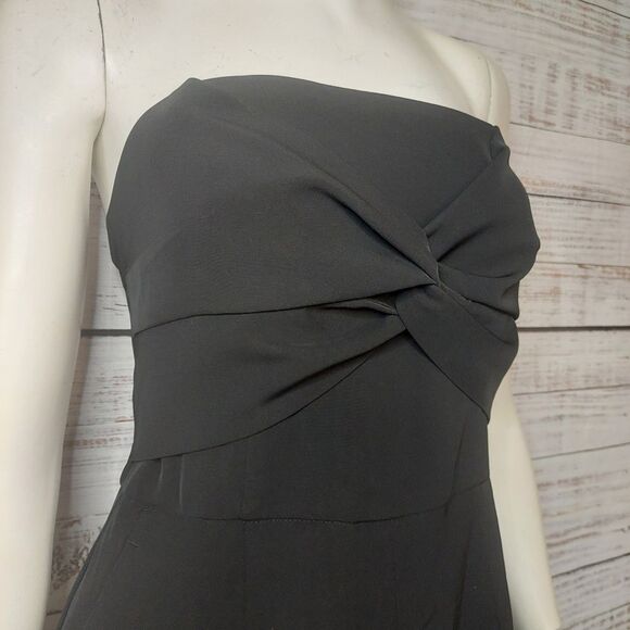 Womans Black Knot Front Romper Strapless Jet Black - Picture 4 of 14